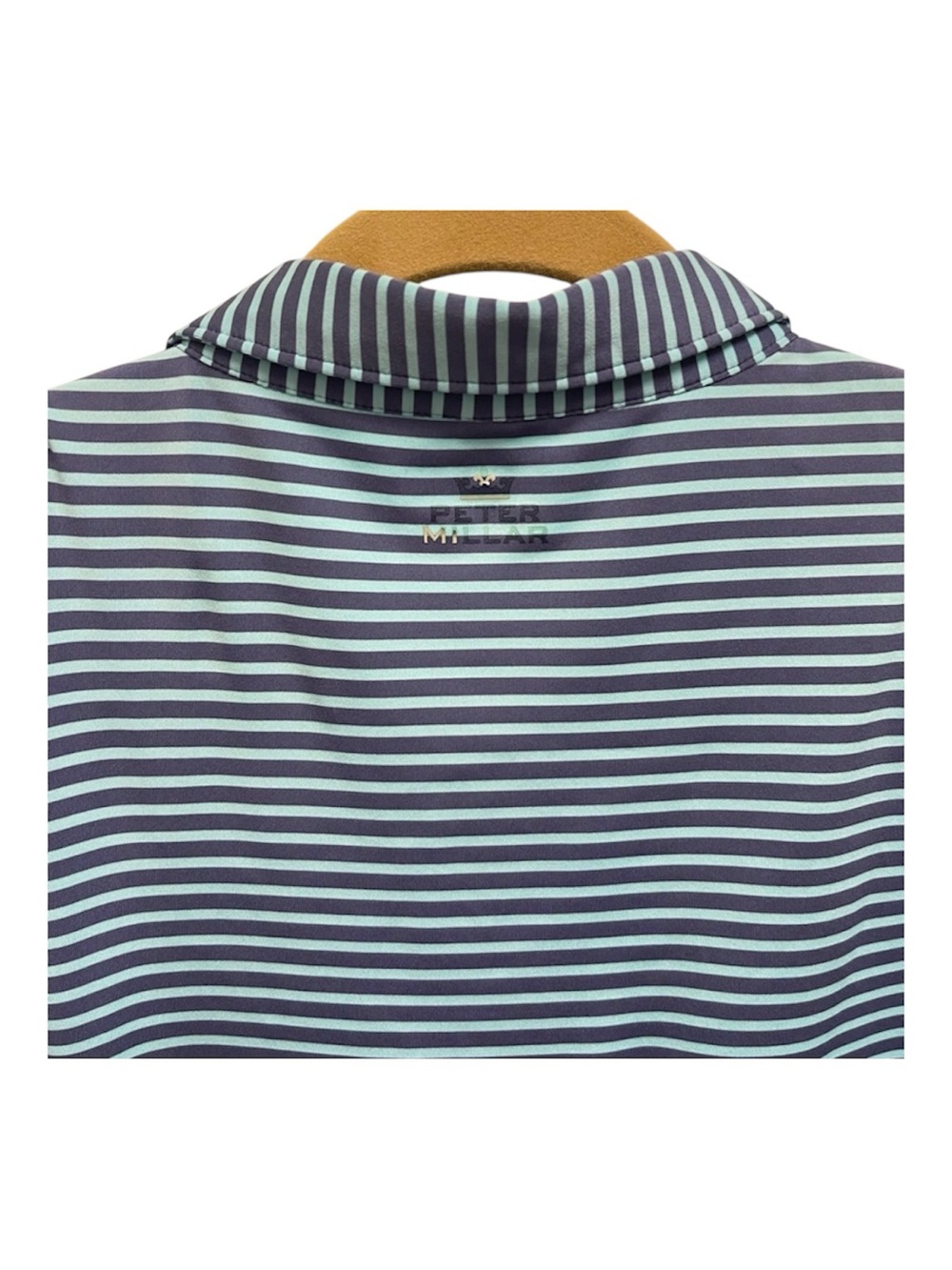 Peter Millar Navy & Green Striped Polo - Picture 6 of 9